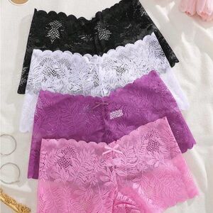 6️⃣3️⃣4️⃣ Elegant Lace Panties Set - Black, White, Purple, Pink